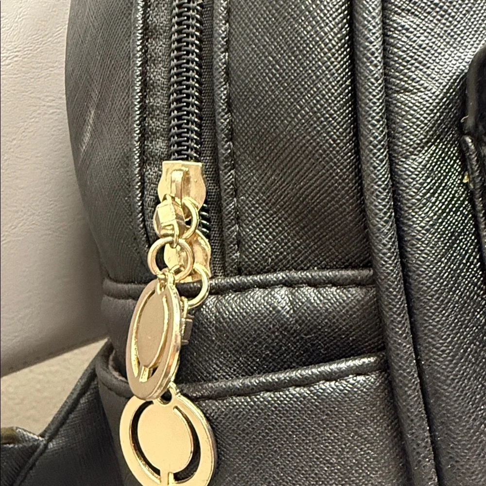 Black Backpack with Gold Accents